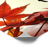 Poster Croix chrétienne de Prière, Feuilles rouges d'auto (Coin)