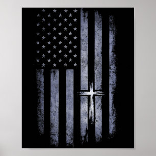 Poster Croix chrétienne Drapeau américain Grunge Concepti