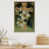 Poster Croix chrétienne en or Lys de Pâques (Cuisine)