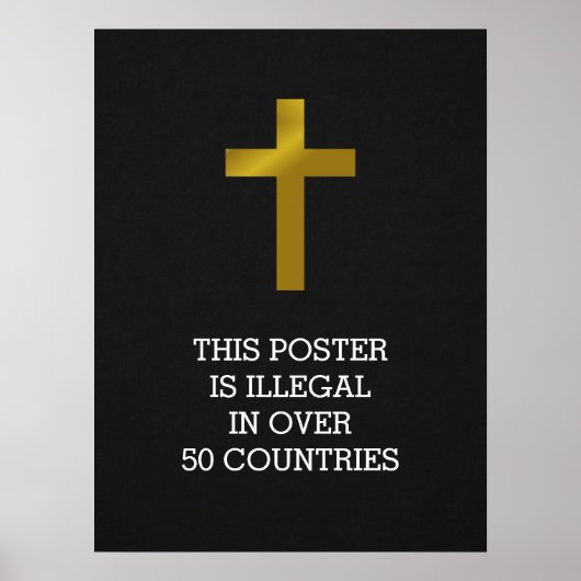 Poster Croix chrétienne - Illégale dans plus de 50 pays (Devant)