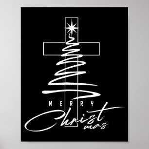 Poster Croix chrétienne Jésus Joyeux Noël Arbre de Noël H