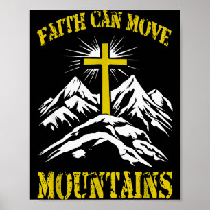 Poster Croix chrétienne La foi peut déplacer des montagne