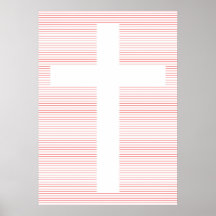 Croix chrétienne rouge et blanche Art minimaliste