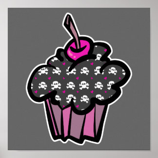 Poster croix de crâne goth cupcake