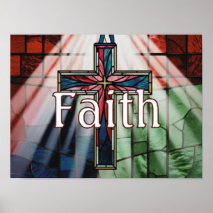 Poster Croix de foi en verre personnalisé