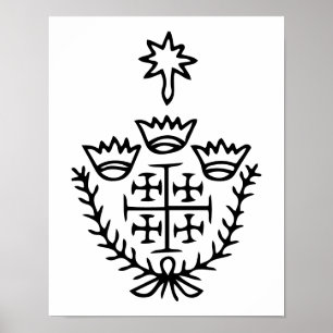 Poster Croix de Jérusalem tatouage de pèlerinage historiq