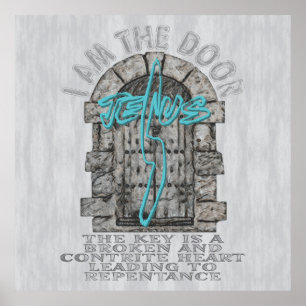 Poster Croix de Jésus gardant une porte T-shirt