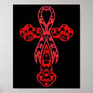 Poster Croix de la conscience du cancer du sang Dieu Roug