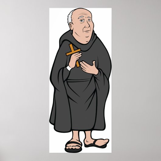 Poster Croix de Monk dans Robe Médiévale Religieux (Devant)