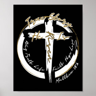 Poster Croix de Pâques Il Est Ressuscité Jésus Christian