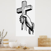 Poster Croix de Pâques vintage noire et blanche (Cuisine)