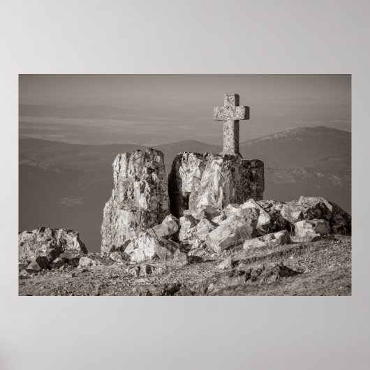 Poster Croix de pierre monumentale à Peña de Francia, Esp (Devant)