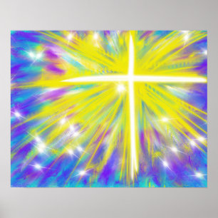 Poster Croix de résurrection abstraite de Pâques