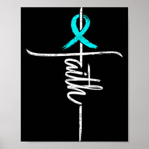 Poster Croix de sensibilisation au Pcos de foi Ruban chré