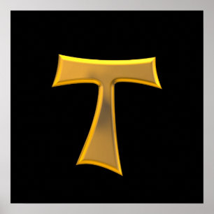 Poster Croix de Tau franciscaine de sembler à trois
