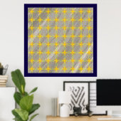 Poster Croix d'étoile dorée sur vagues grises (Bureau à domicile)