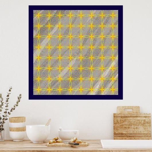 Poster Croix d'étoile dorée sur vagues grises (Cuisine)