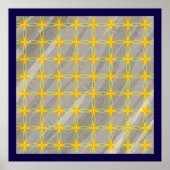 Poster Croix d'étoile dorée sur vagues grises (Devant)