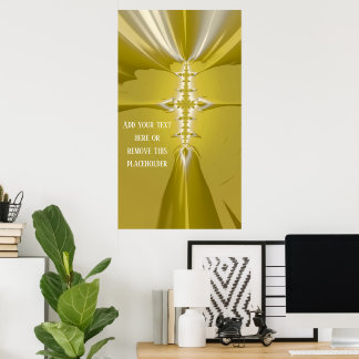 Poster Croix d'or Abstrait fractal avec devis personnalis