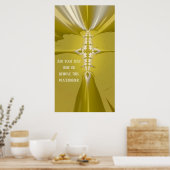 Poster Croix d'or Abstrait fractal avec devis personnalis (Cuisine)