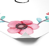 Poster Croix d'or rose Floral Première communion Bienvenu (Coin)