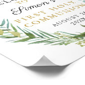 Poster Croix d'or Verdure Wreath Première Communion saint (Coin)