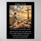 Poster Croix du Bon Pasteur Jean 3:16 Saint-Esprit Colomb (Devant)