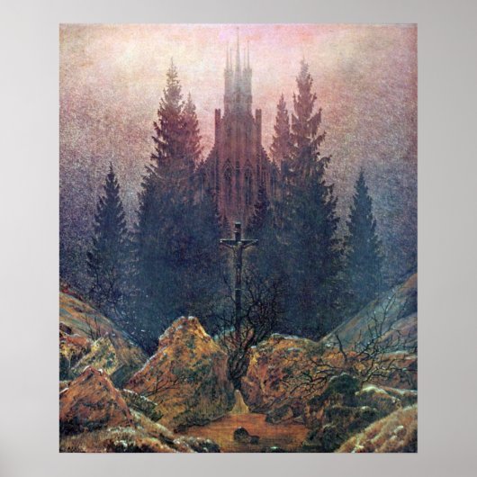 Poster Croix et cathédrale Caspar David Friedrich (Devant)