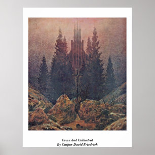 Poster Croix Et Cathédrale Par Caspar David Friedrich