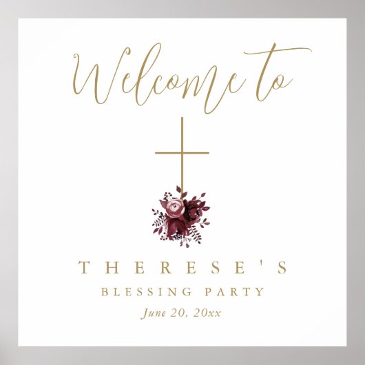 Poster Croix florale Chrétienne Mère et Blessure Bébé (Devant)