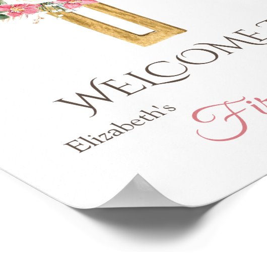 Poster Croix Florale d'or Première communion sainte (Coin)