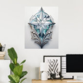 Poster Croix géométrique bleue (Bureau à domicile)