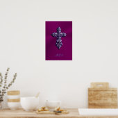 Poster Croix gothique à l'apparence bossée en violet avec (Cuisine)