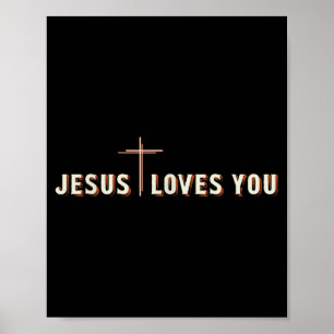 Poster Croix Jésus Vous Aime Dieu Graphique Chrétien