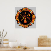 Poster Croix maltaise flamboyante Secourt incendie (Cuisine)