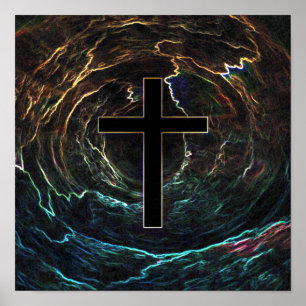 POSTER CROIX NOIRE AVEC LUMIÈRES
