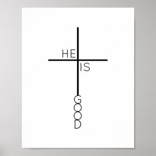 Poster Croix noire et blanche minimaliste chrétienne