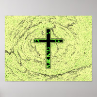 CROIX NOIRE ET VERTE AVEC ARRIÈRE - PLAN EN MARBRE