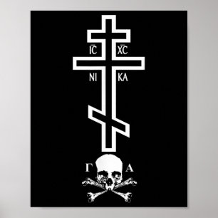 Poster Croix orthodoxe drôle avec crâne d'Adam orthodoxe