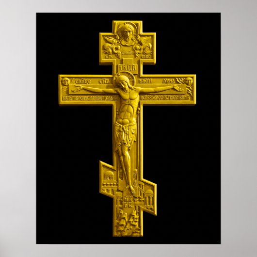 Poster Croix orthodoxe russe d'or (Devant)