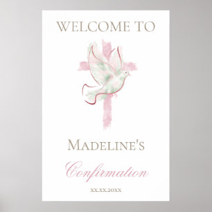 Poster Croix rose de confirmation