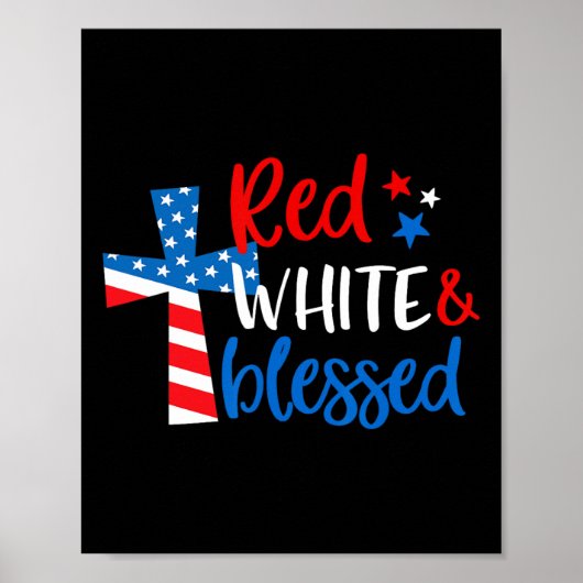 Poster Croix Rouge Blanc &amp; Béni 4 juillet Hommes Femm (Devant)