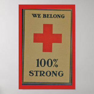 Poster Croix-Rouge de 1920 WWI " nous appartenons 100%