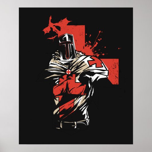 Poster Croix-Rouge Saint George Christian Crusader (Devant)