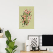 Poster Croix Verte Aux Fleurs Roses (Bureau à domicile)