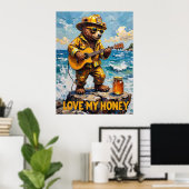 Poster Crooner à la falaise : Tune de miel de l'ours (Bureau à domicile)