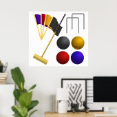 Poster Croquet Equipment Set Mallet Balls Hoops (Bureau à domicile)