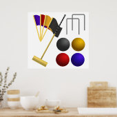 Poster Croquet Equipment Set Mallet Balls Hoops (Cuisine)