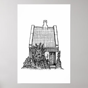 Poster Croquis à l'encre noire dessiné à la main de l'Eur
