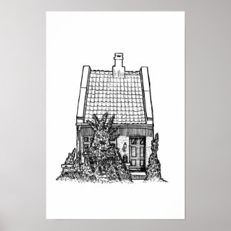 Poster Croquis à l'encre noire dessiné à la main de l'Eur